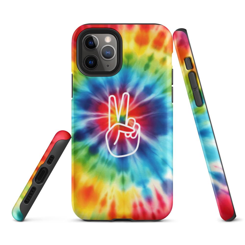 Tie Dye Peace Sign iPhone 11 Pro Tough Case - Matte Finish - https://ascensionemporium.net